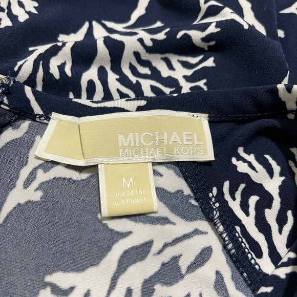 Michael Kors Nautical Coral Navy & White Coral Reef Cap Sleeve Midi Dress Sz M - Picture 12 of 12